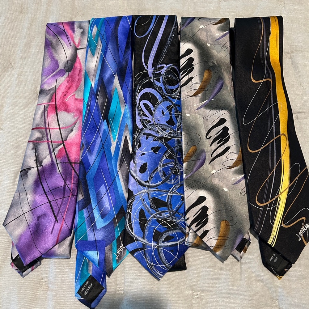 J. Garcia Vibrant Abstract Ties Collection. Set of 5